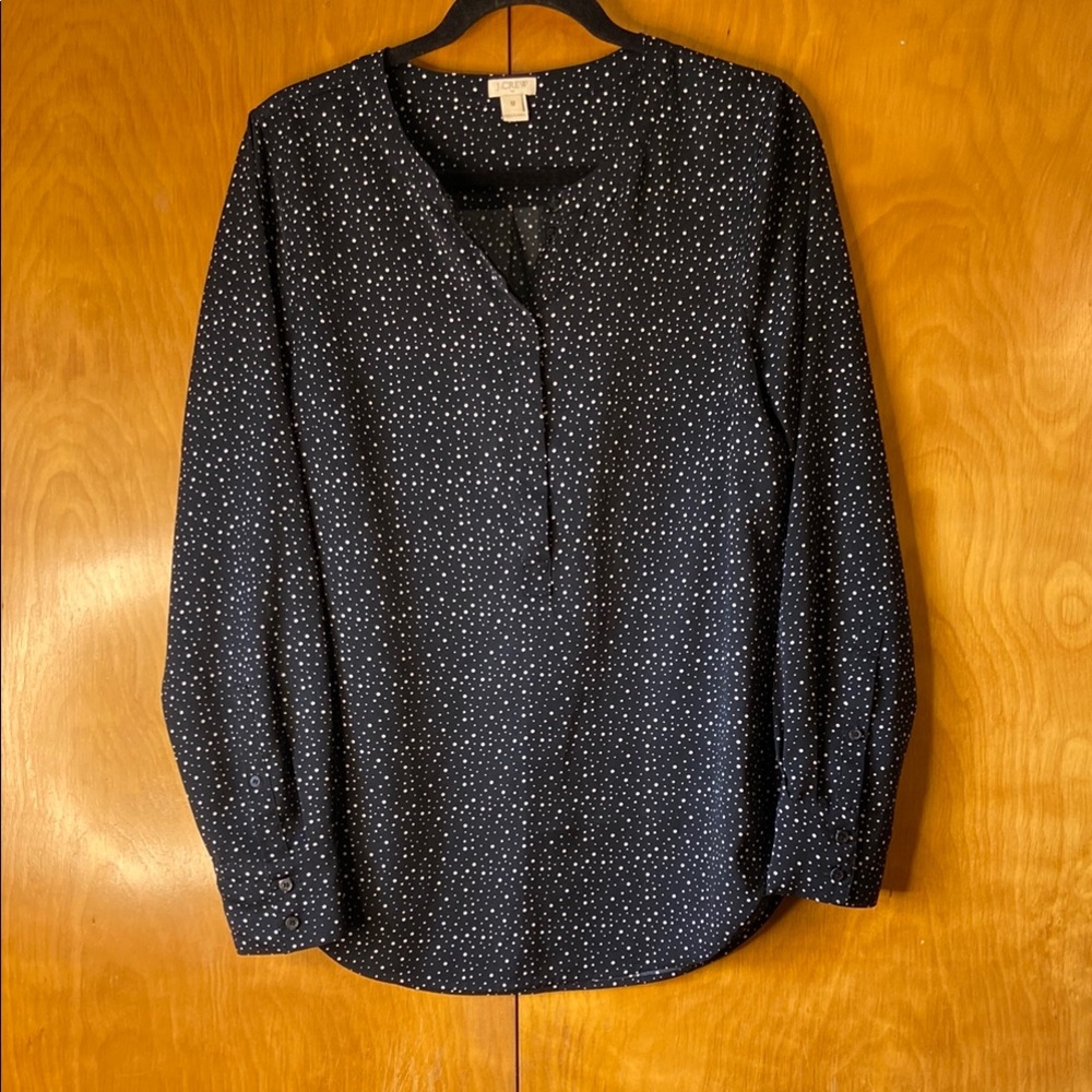 J. Crew Black Blouse with White Dots. Size M
